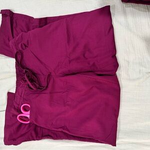 Women's burgundy grey anatomy scrub pants